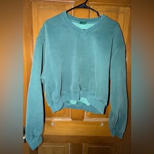 Amazon Acid Washed Cropped V Neck Crewneck